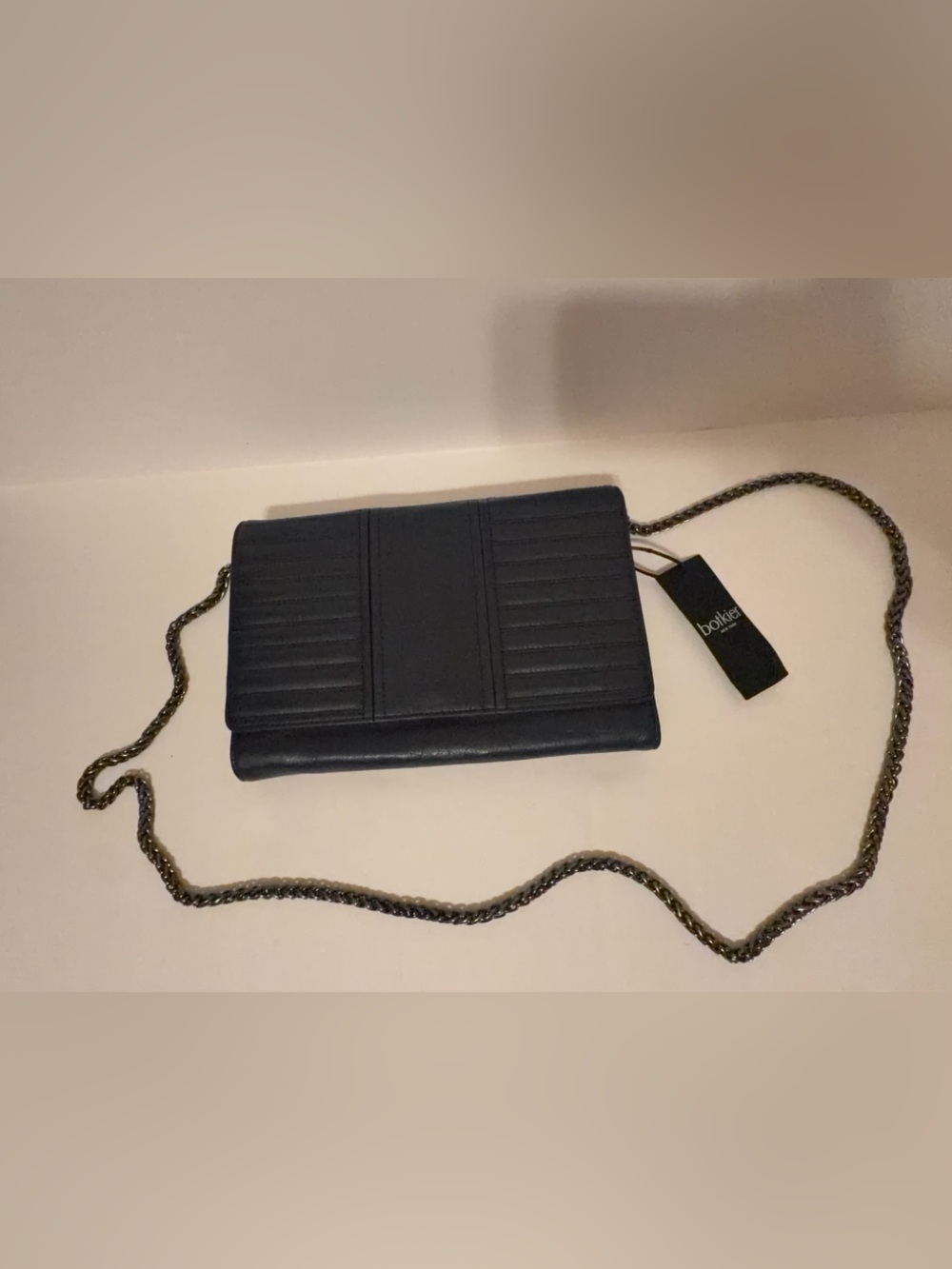 Botkier navy Quilted Crossbody with Metal Chain Strap